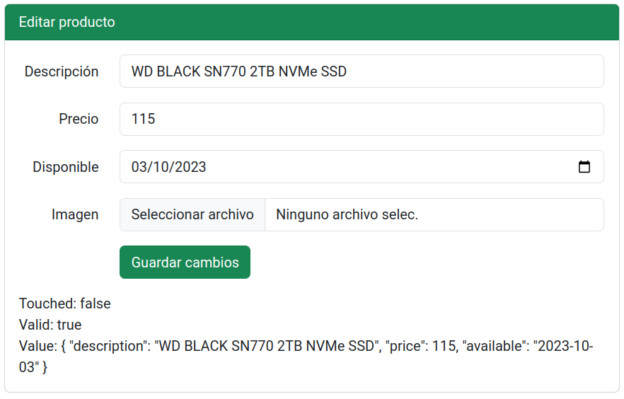 Referencia a la directiva ngForm